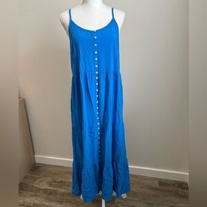 REITMANS Tiered Blue Button-Down Maxi Dress size Medium